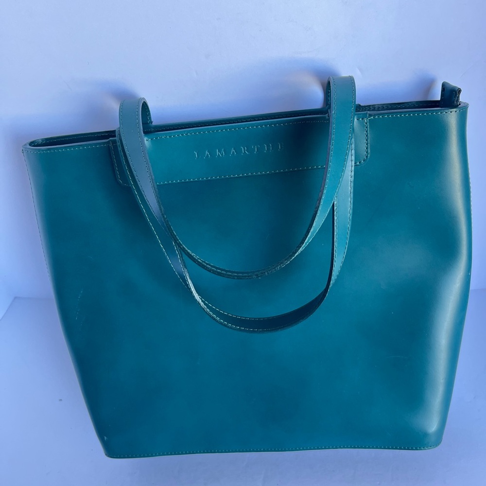 Teal Leather Tote by Lamarthe